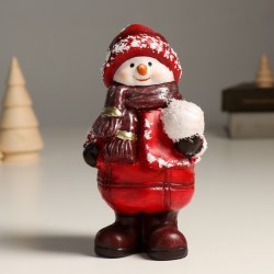 Сувенир статуэтка новогодний Снеговик со снежком 17 см