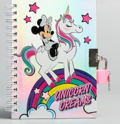 Записная книжка на замочке А6 Unicorn dreams, Минни Маус, 50 листов