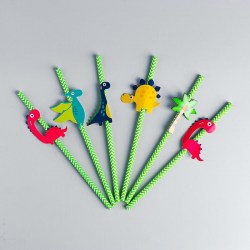 Трубочки для коктейля "Динозаврики" набор 6 шт 