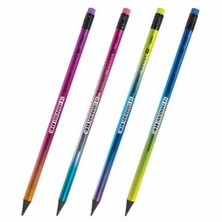 Карандаш чернографитный с ластиком BRAUBERG "GRADE Metallic", 1 шт., HB, трехгранный