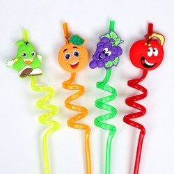 Трубочки для коктейля Весёлые фрукты набор 4 шт., МИКС