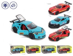 Машина инерционная на батарейках(свет,звук),красный/бирюза