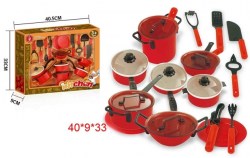 Набор посуды (17 предметов) красный в коробке