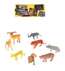 Набор игрушек из пластизоля – Дикие животные, 8 штук, 10 см
