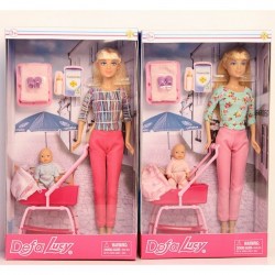 Кукла с ребенком в коляске и аксессуарами в коробке,29 см