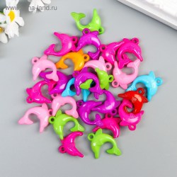 Декор для творчества пластик "Дельфины" цветные набор 25 шт 3,3х2,3 см 