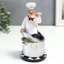 Фигурка полистоун «Повар на кастрюле: снимает пробу» 18.3×9×9.3 см