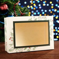 Подарочная коробка, с окном, сборная Волшебный Новый Год, 24 х 17 х 8 см