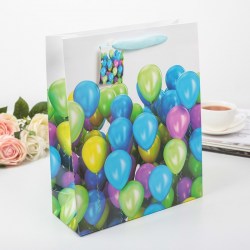 Пакет подарочный Разноцветные шарики, люкс, 32 х 11 х 42 см