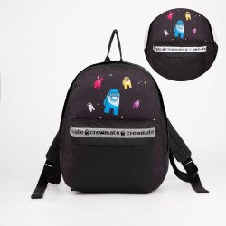 Рюкзак молодежный Амонг Ас В космосе  29х12х37, отд на молнии, н/карман, черный