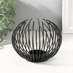 Подсвечник на1 свечу металл d=5 см Шар из прутьев чёрный 11х11х9 см