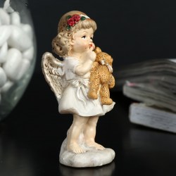 Статуэтка Ангелочек девочка с мишкой 9 см
