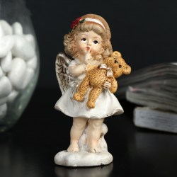 Статуэтка Ангелочек девочка с мишкой 9 см