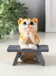 Фигурка полистоун «Котик с книгой за партой» рыжий, 9×8.5×9.5 см