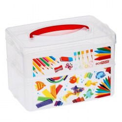 Ящик для игрушек с аппликацией ART BOX, 2 секции 2 + 3 л, с крышкой и ручкой, бесцветный