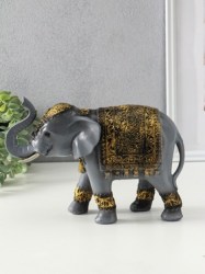Фигура полистоун Слон, под серебро, 20×28 см