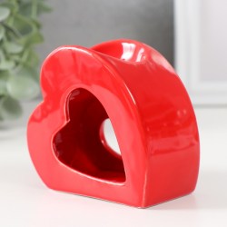 Аромалампа керамика Сердце красная 9 см