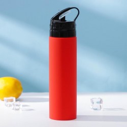 Бутылка для воды силиконовая с трубочкой, 600 мл, 6,5х27 см