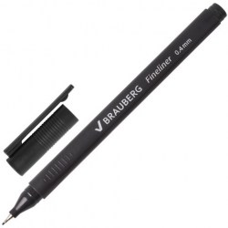 Ручка капиллярная (линер) BRAUBERG Carbon, ЧЕРНАЯ, металлический 
