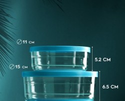 Набор стеклянных контейнеров 800, 400 мл голубой 