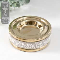 Подсвечник керамика на 1 свечу Ожерелье d 4,5 см золото 10х10х3,5 см 