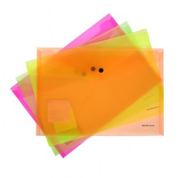 Папка-конверт на кнопке пластик. "Glossy Neon" полупрозрач