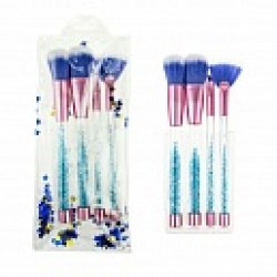 Набор из 4 кистей для нанесения макияжа с подвижными кристалликами в ручках, голубой