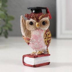 Фигурка полистоун Ученый красный филин на книге 3.5×4.5×8.5 см, МИКС