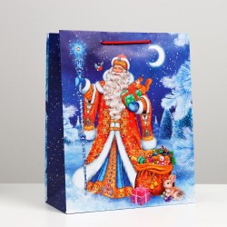 Пакет подарочный "Дед Мороз с подарками", 26 х 32 х 12 см