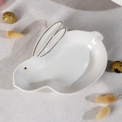 Блюдо тарелка Заяц Кролик в золотом 20х15х3 см