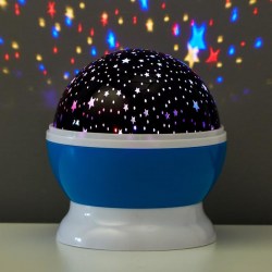 Ночник-проектор "Звёздное небо", вращение, (4ААА или USB) голубой 12*10 см