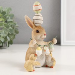 Статуэтка сувенир пасхальный заяц кролик, яйца, птенцы 16 см