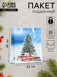 Пакет новогодний «Елочка в снегу», мягкий пластик, 26×23 см