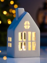 Светодиодная фигура Дом с трубой 12.6×5.5×7.5 см, 1 LED на батарейках LR44×3 шт тёплый белый с