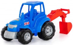 Трактор Чемпион с лопатой (синий) (в сеточке) 36 см