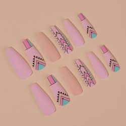 Накладные ногти «Узор», 12 шт, с клеевыми пластинами, форма балерина, разноцветные															