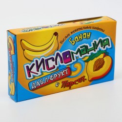Жевательные конфеты Кисломания дабл фрукт, банан и персик, 16 г