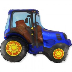 Шар фольгированный 12" Трактор синий (надувка воздухом)