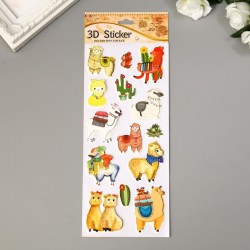 Наклейка картон объёмная Ламы МИКС 28х10,5 см 