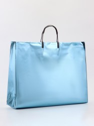 Пакет подарочный ПВХ, голография, голубой пластиковая ручка, 44×33×12 см