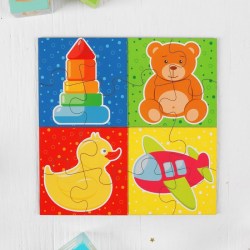 Набор пазлов для малышей Игрушки4 картинки, размер 1 картинки: 10×10×1,4 см