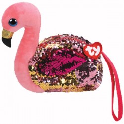 Мягкая игрушка сумочка "Фламинго" из пайеток 16х18см