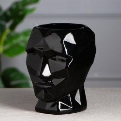 Ваза настольная Кай керамика, чёрная, глянец, 19 см, 2 л