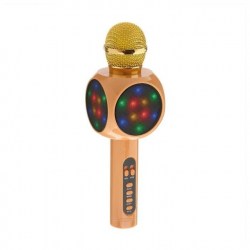 Колонка-микрофон для караоке WS-1816ch, 2х3 Вт, 2600 мАч, подсветка, золотистый 