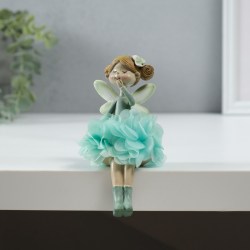 Фигурка полистоун «Девочка в платье из цветочков в гольфах сидит» 8×6×14 см зеленый