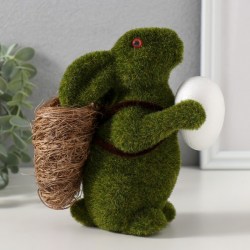 Фигурка пенопласт Кролик зелёный с яичком и корзиной с морковью», 15×7×15.5 см