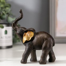 Сувенир полистоун Слон африканский коричневый золотые ушки 12х4,3х9,5 см