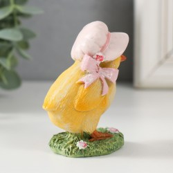 Сувенир статуэтка пасхальная цыпленок с цветами 8 см