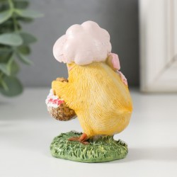 Сувенир статуэтка пасхальная цыпленок с цветами 8 см