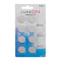 Набор литиевых батареек LuazON CR2016/CR2025/CR2032, 8 шт   